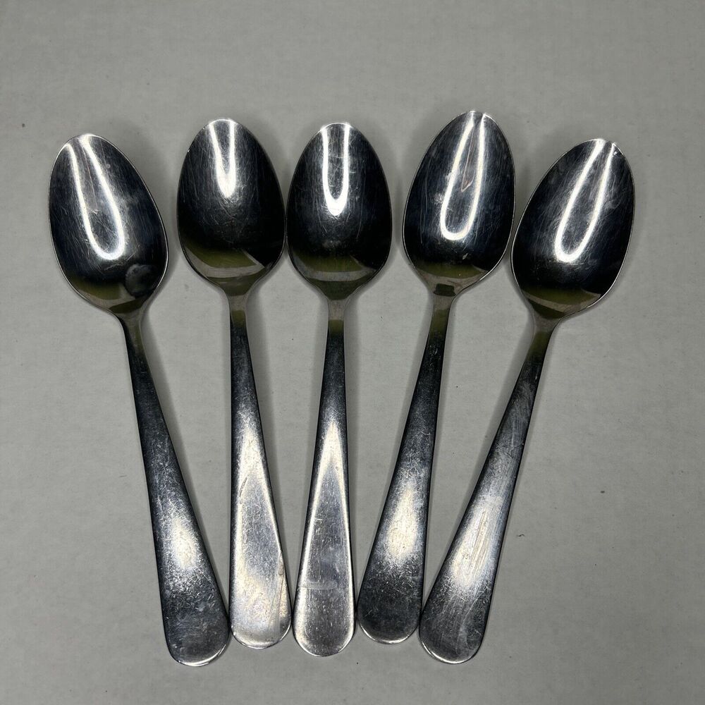 Rocco Spoon Set Of 5 Lot tablespoon? size FLAWED-ALL Damaged and Discolored Worn
